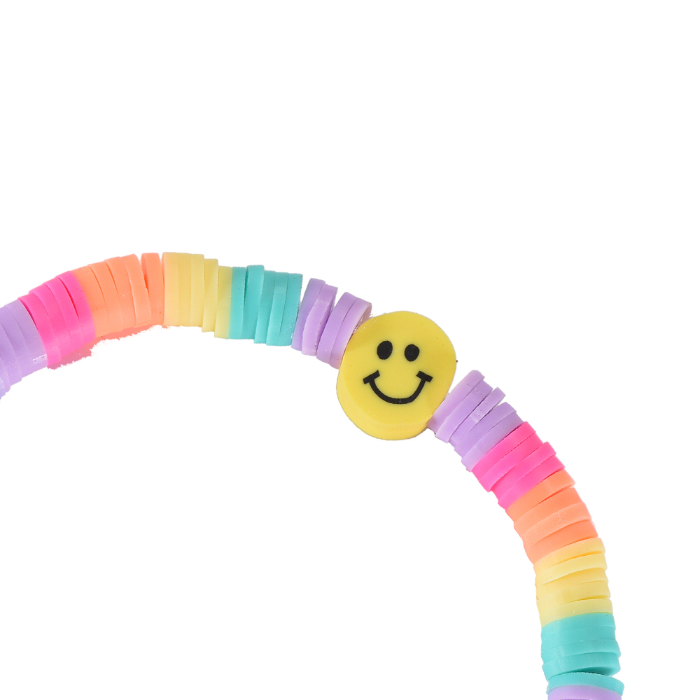 Single Yellow Smiley Beads Elastic Armband