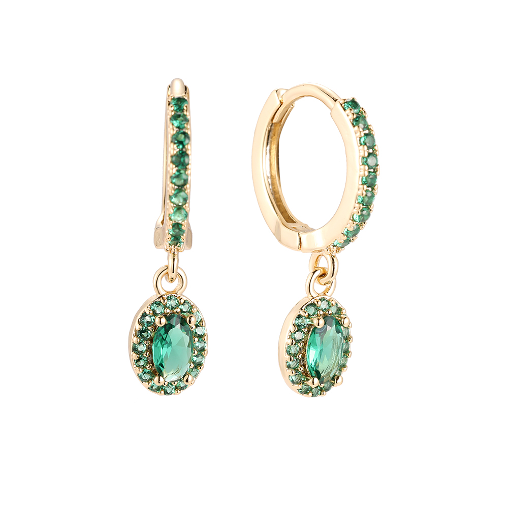 Sparkling Oval Diamond Gold-plated Earrings