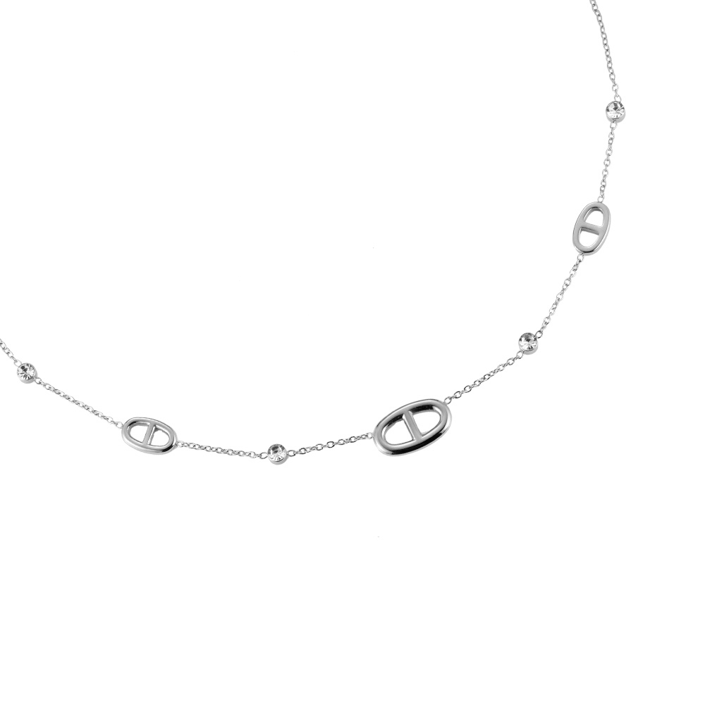Diamonds & Nose Chain Stainless Steel Necklace