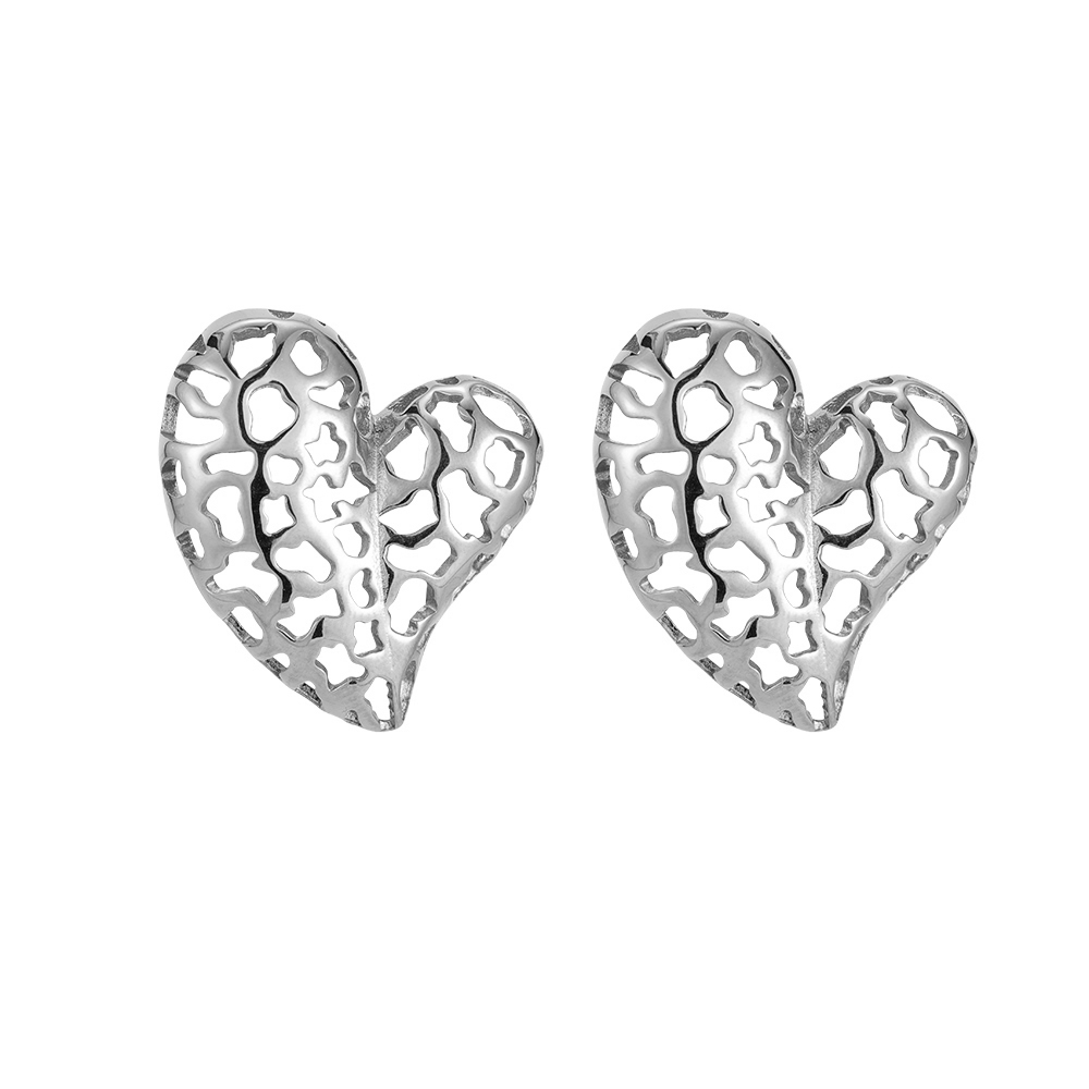 Huge Sweet Heart Stainless Steel Earrings