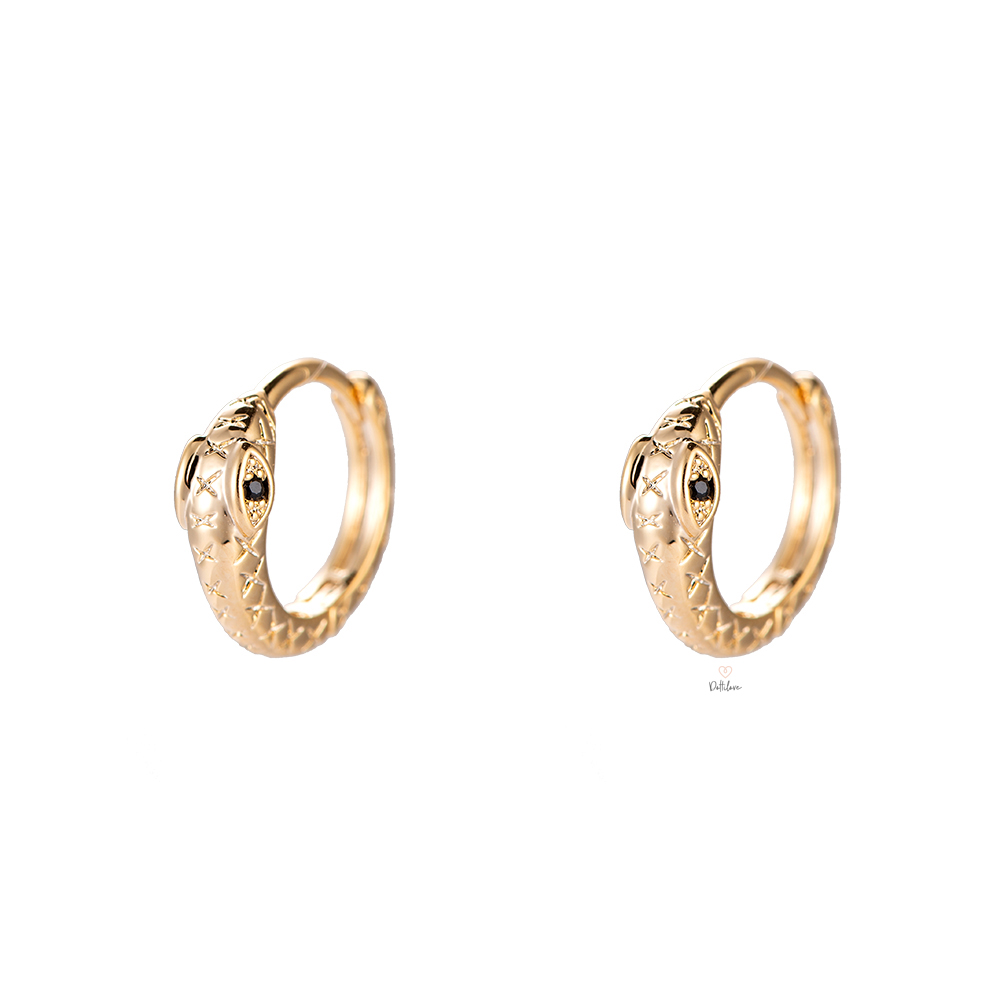 Round Snake Gold Plated Earring