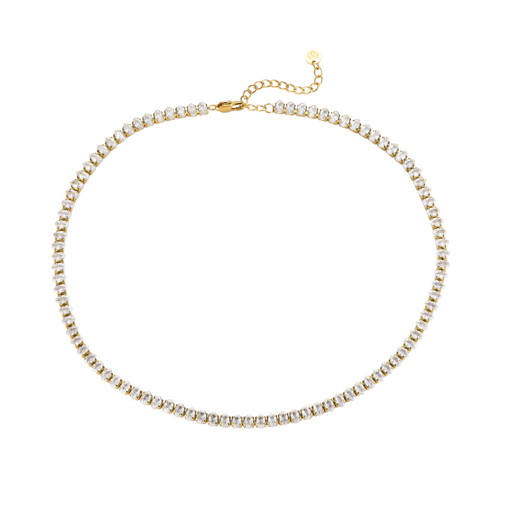 Oval-Cut 5 mm Tennis Stainless Steel Necklace