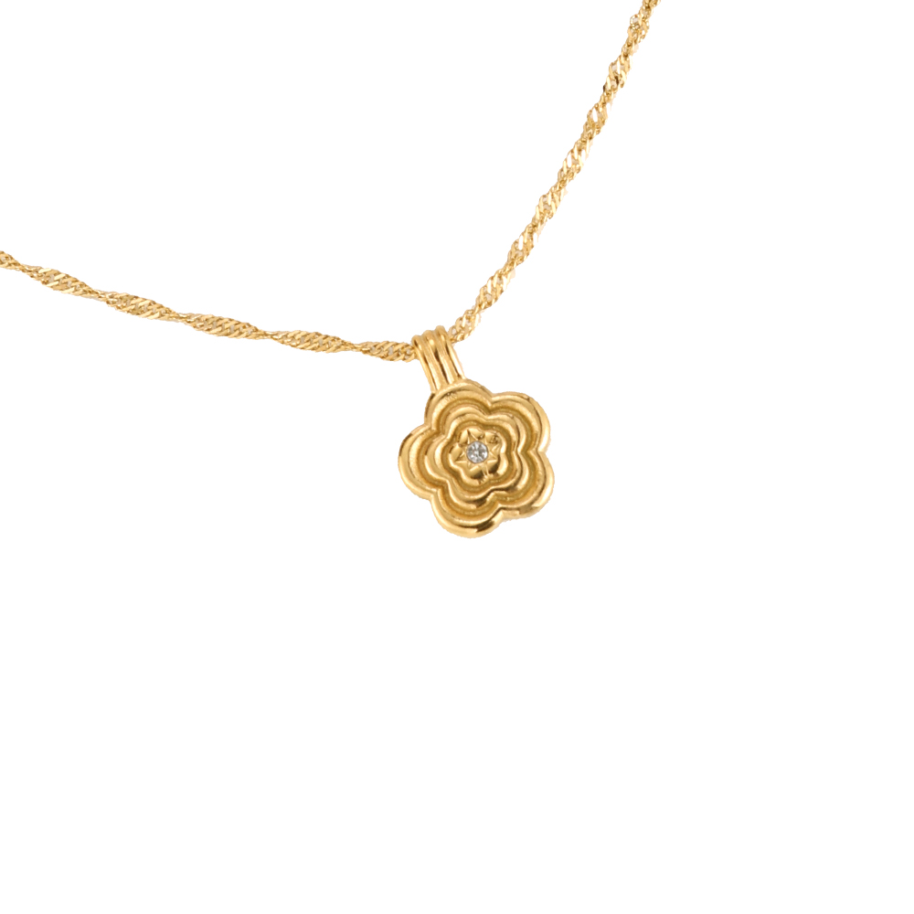 Golden Flower Edelstahl Halskette