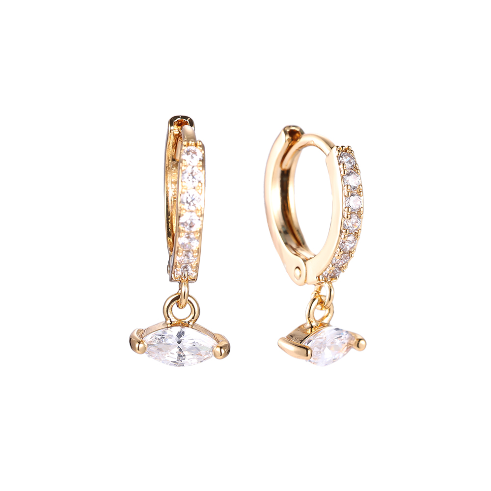 Stained Lens Diamonds Gold-plated Earrings