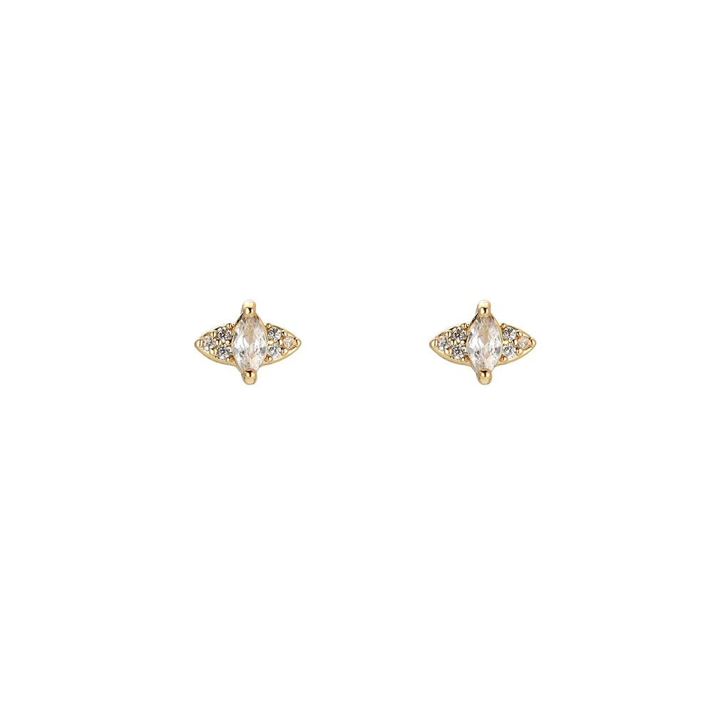Lotus Petal Cross Gold-plated Ear Studs