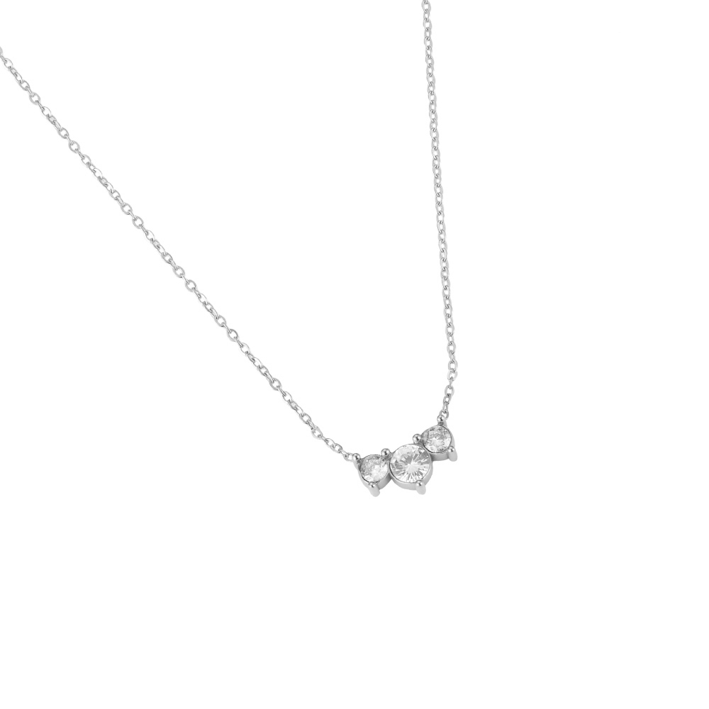 Joe 3 Round Diamonds Stainless Steel Necklace