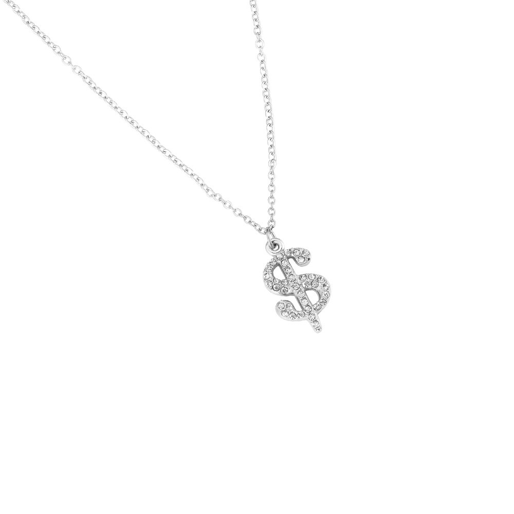 Bling Tag Diamonds Stainless Steel Necklace