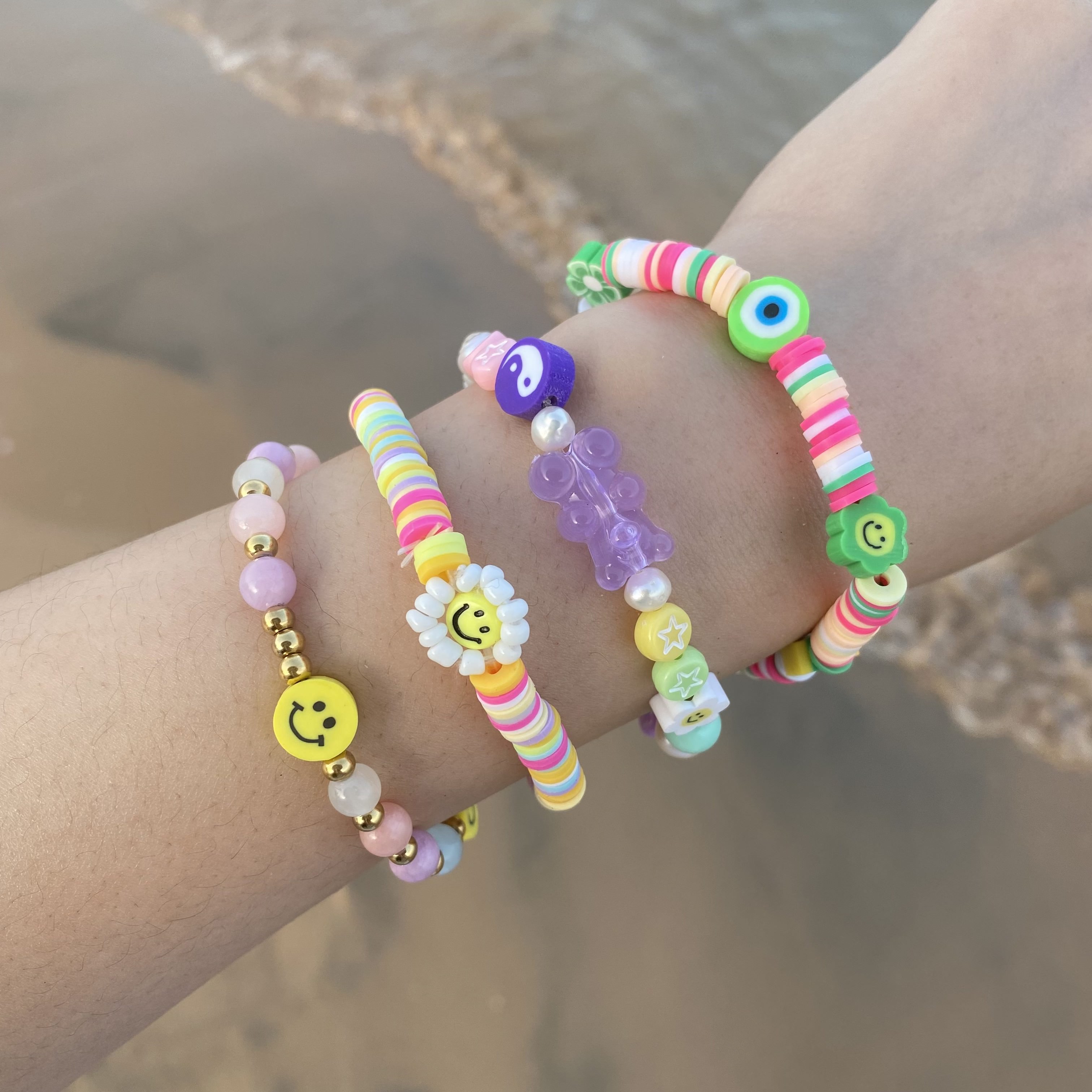 Smiley Flower Beads Elastische Armband 