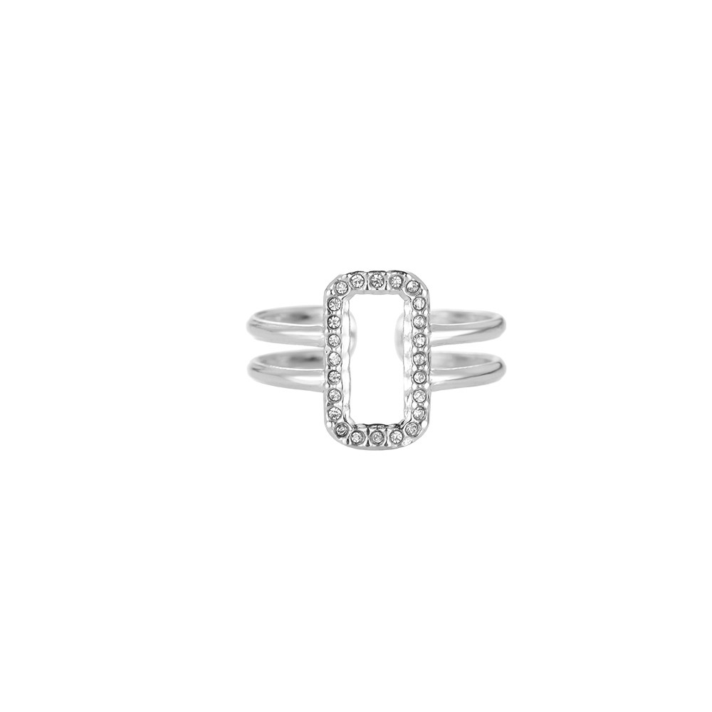 Diamond Frame Stainless Steel Ring