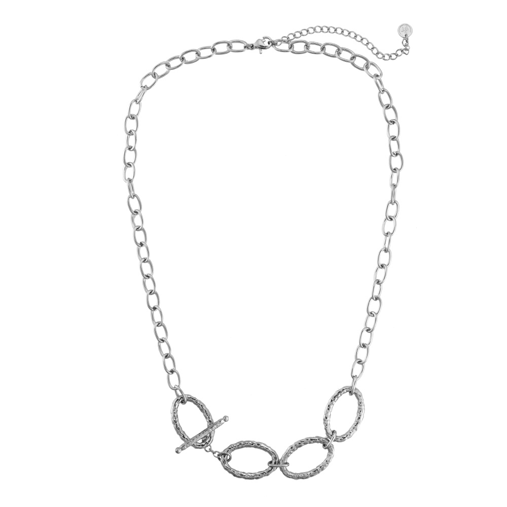 Quintia 4 Rough Rings Stainless steel Necklace