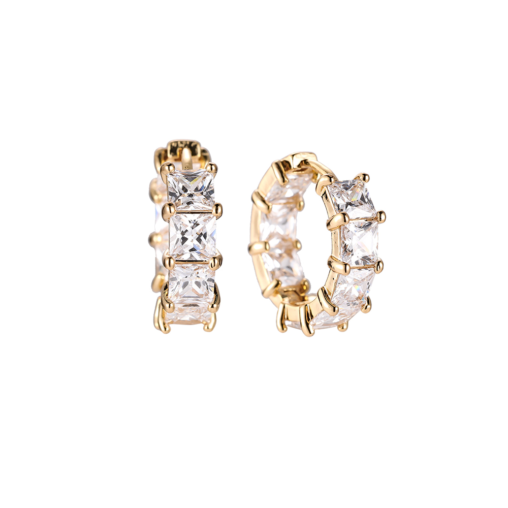 Spiky Wheel Diamonds Gold-plated Earrings