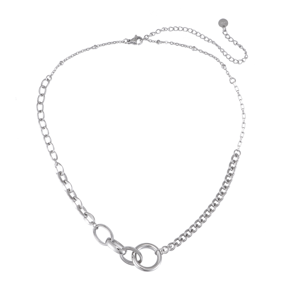 Connected Circles and Ovals Stainless Steel Necklace