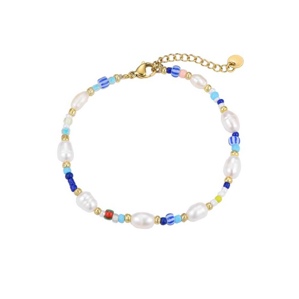 Blue Beads with Pearls Bracelet