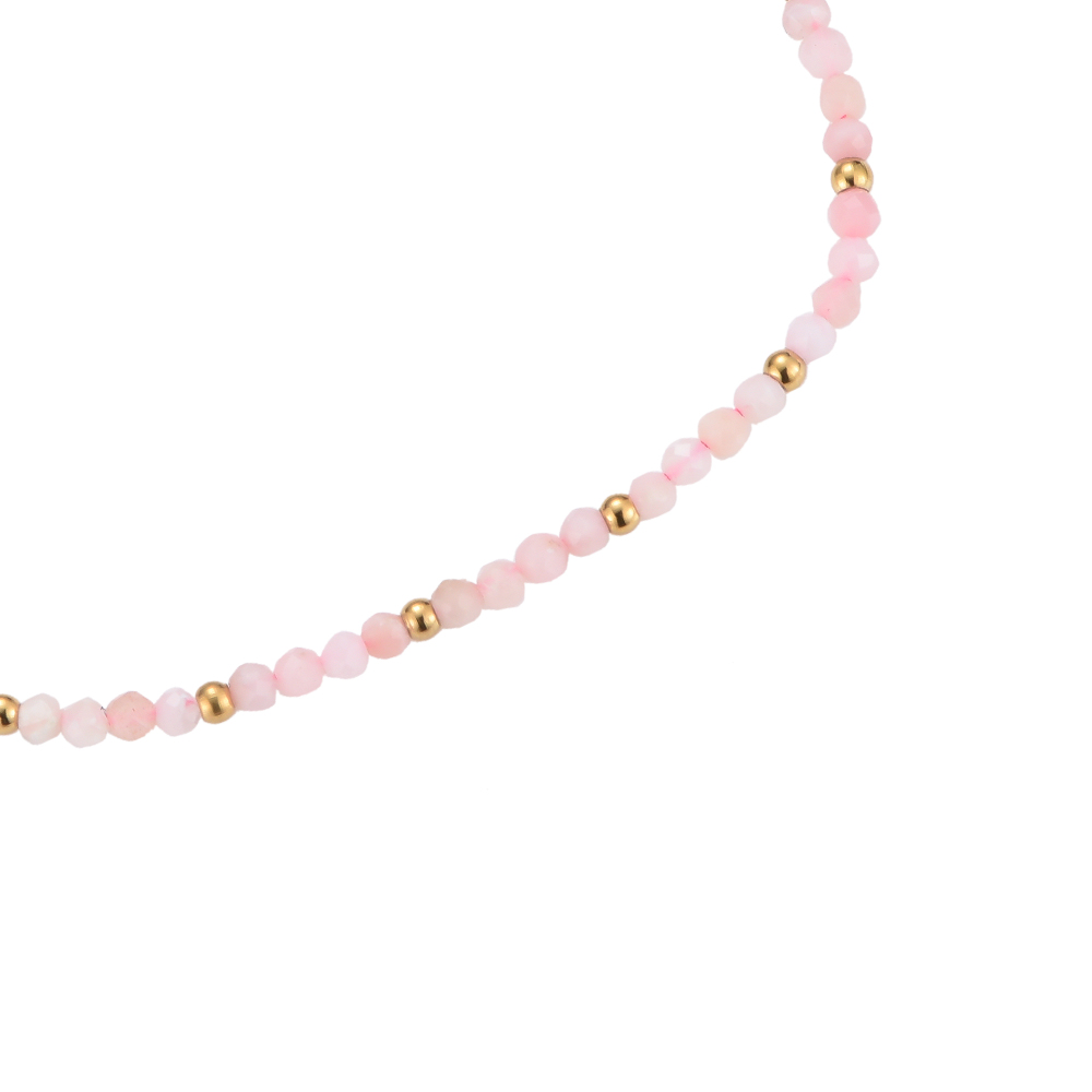 Pink Opal Semi-Precious Gemstone Edelstahl Armband