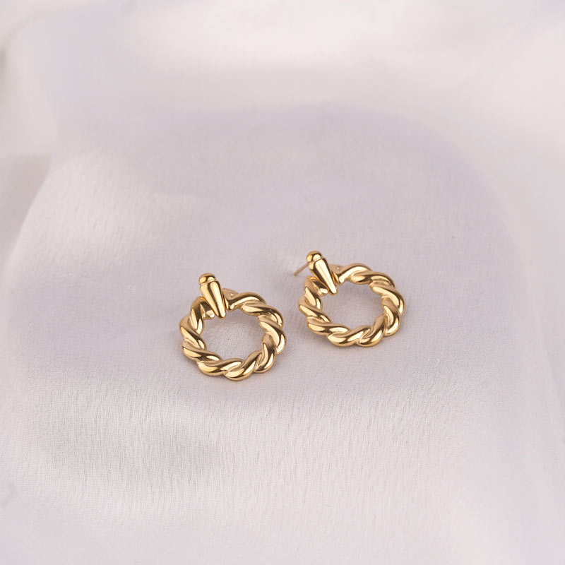 Shiny Simit Stainless Steel Earrings
