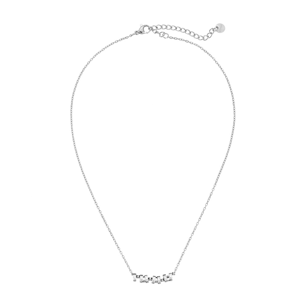 Chain of Rectangular Diamonds Edelstahl Halskette