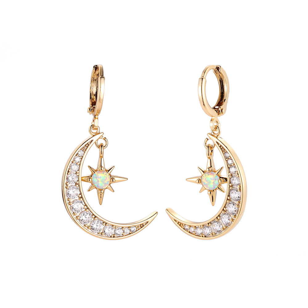 Ethereal Moon Crip Gold-plated Earrings