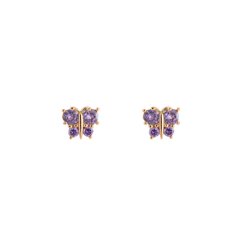 Butterfly with 4 Diamonds Plated Earring