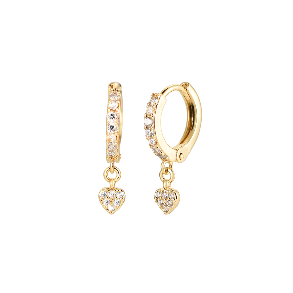Sparkling Heart Gold-plated Earrings