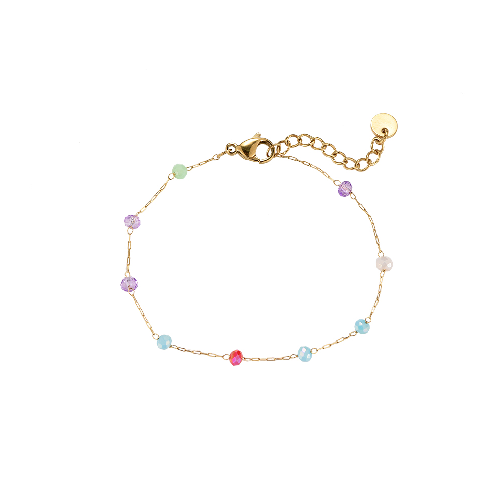 Glittering Colorful Beads Stainless Steel Bracelet