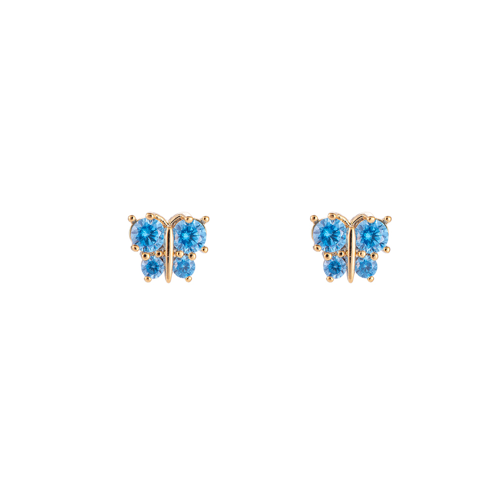 Butterfly with 4 Diamonds Plated Earring