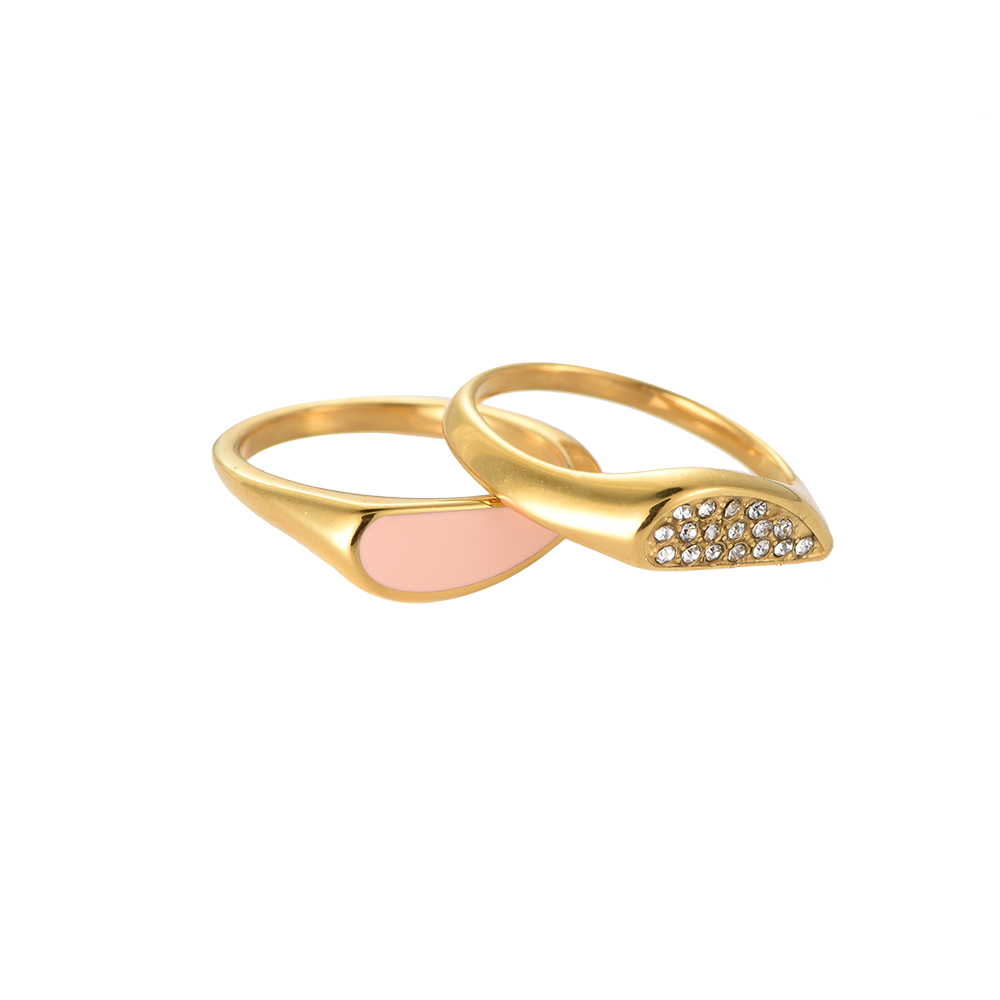 Pink Heart Combination Stainless Steel Ring