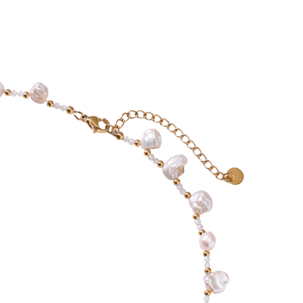 Irreguläre Perle Small Edelstahl Halskette