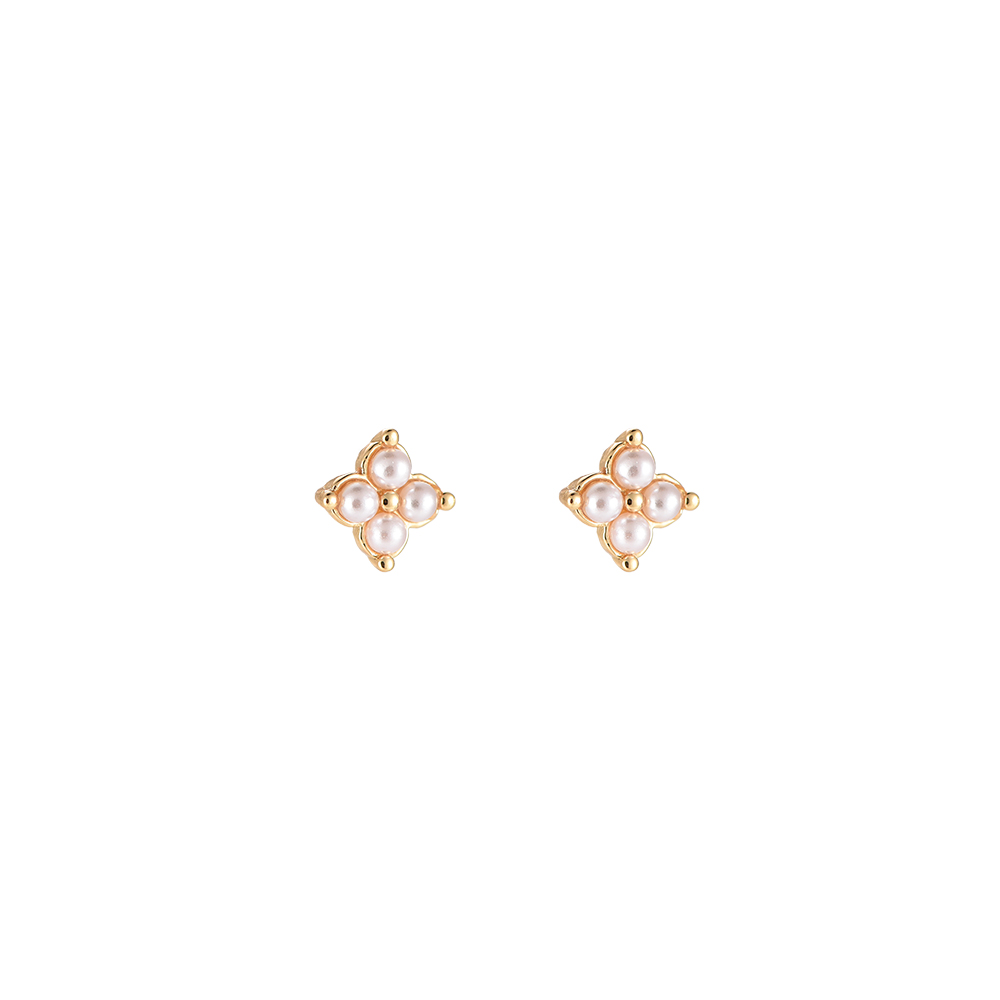 Quad Pearl Gold Plated Earrings