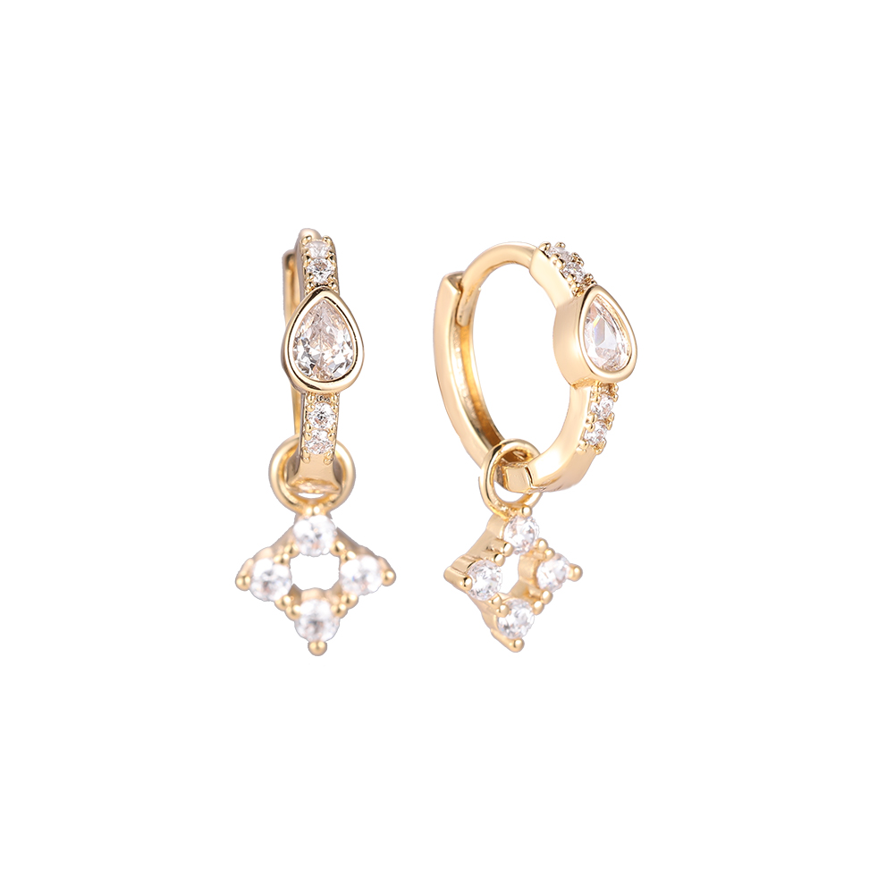 Flower Cycle Diamonds Gold-plated Earrings