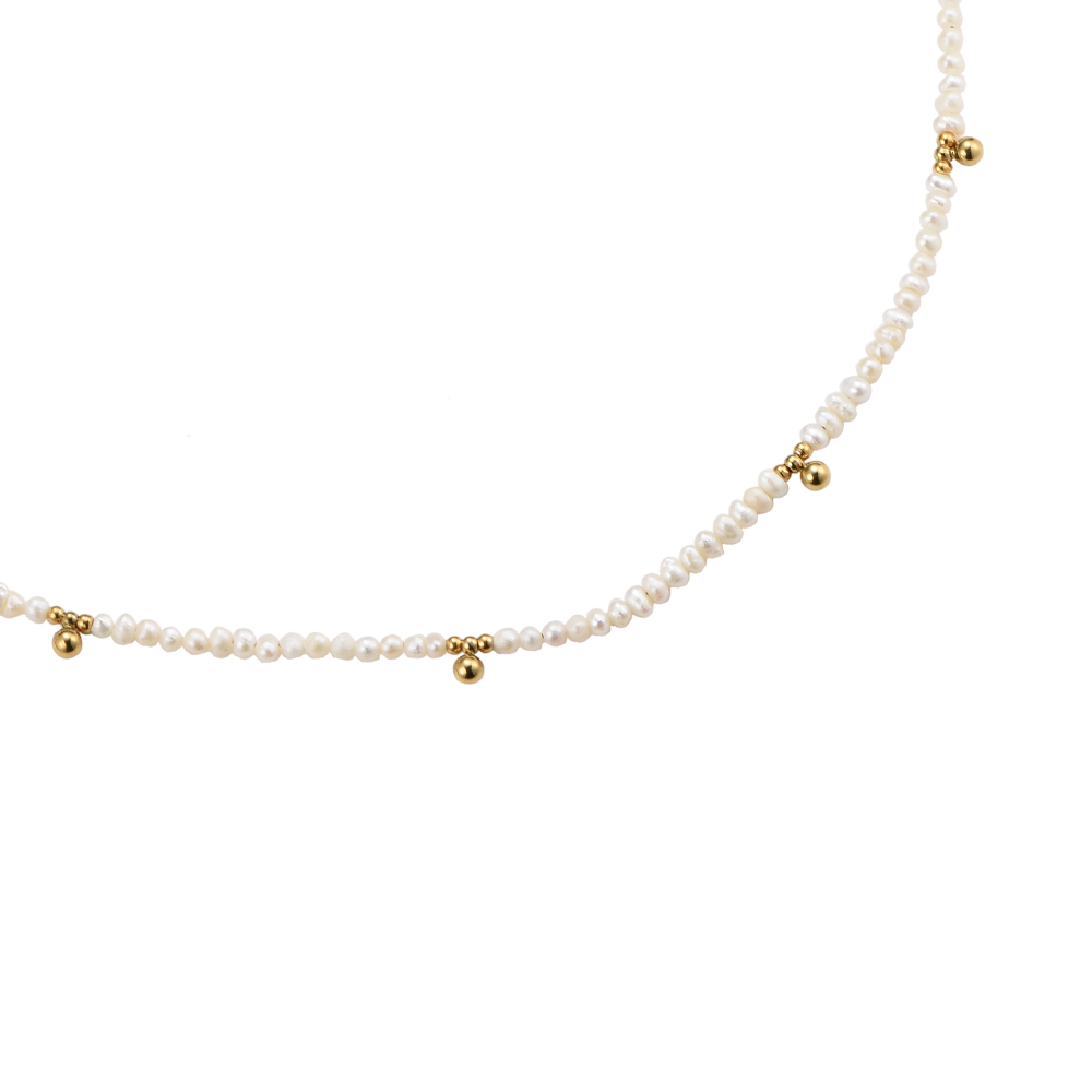 Mini Pearls & Gold Balls Choker Necklace