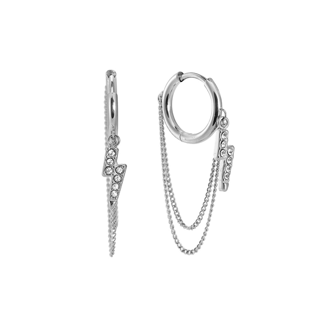 Lightling Chain Hoop Stainless Steel Earrings