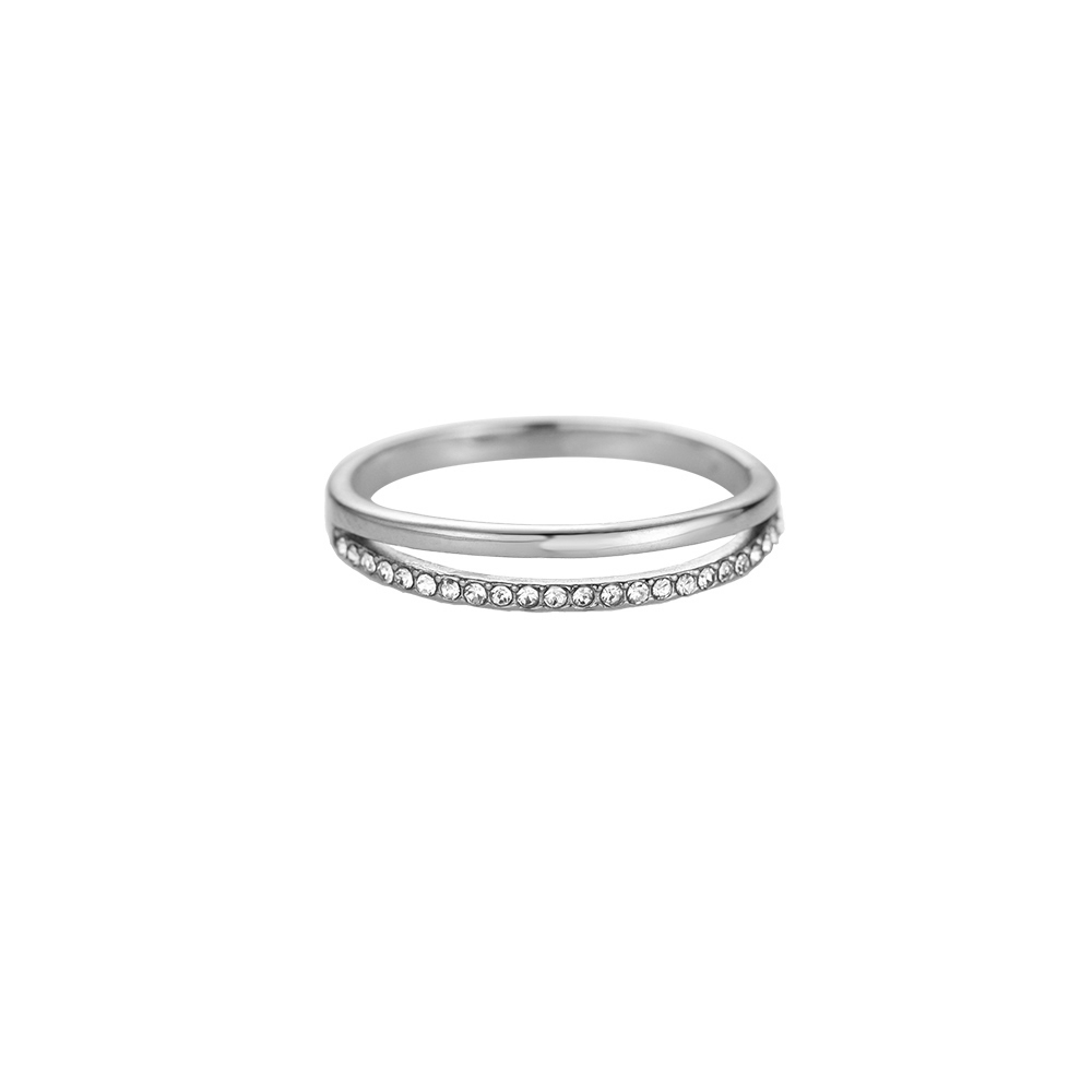 Double Slit with Diamonds Stainless Steel Rings