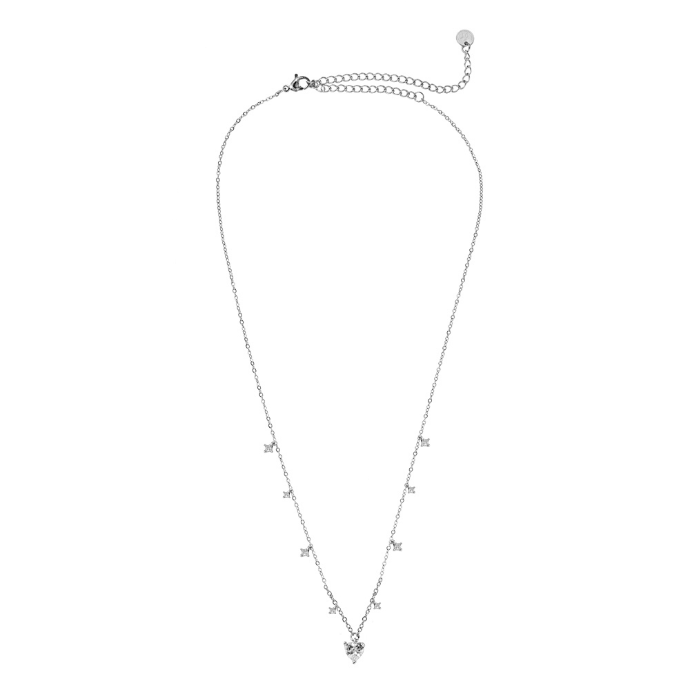 Diamond Heart Stainless Steel Necklace