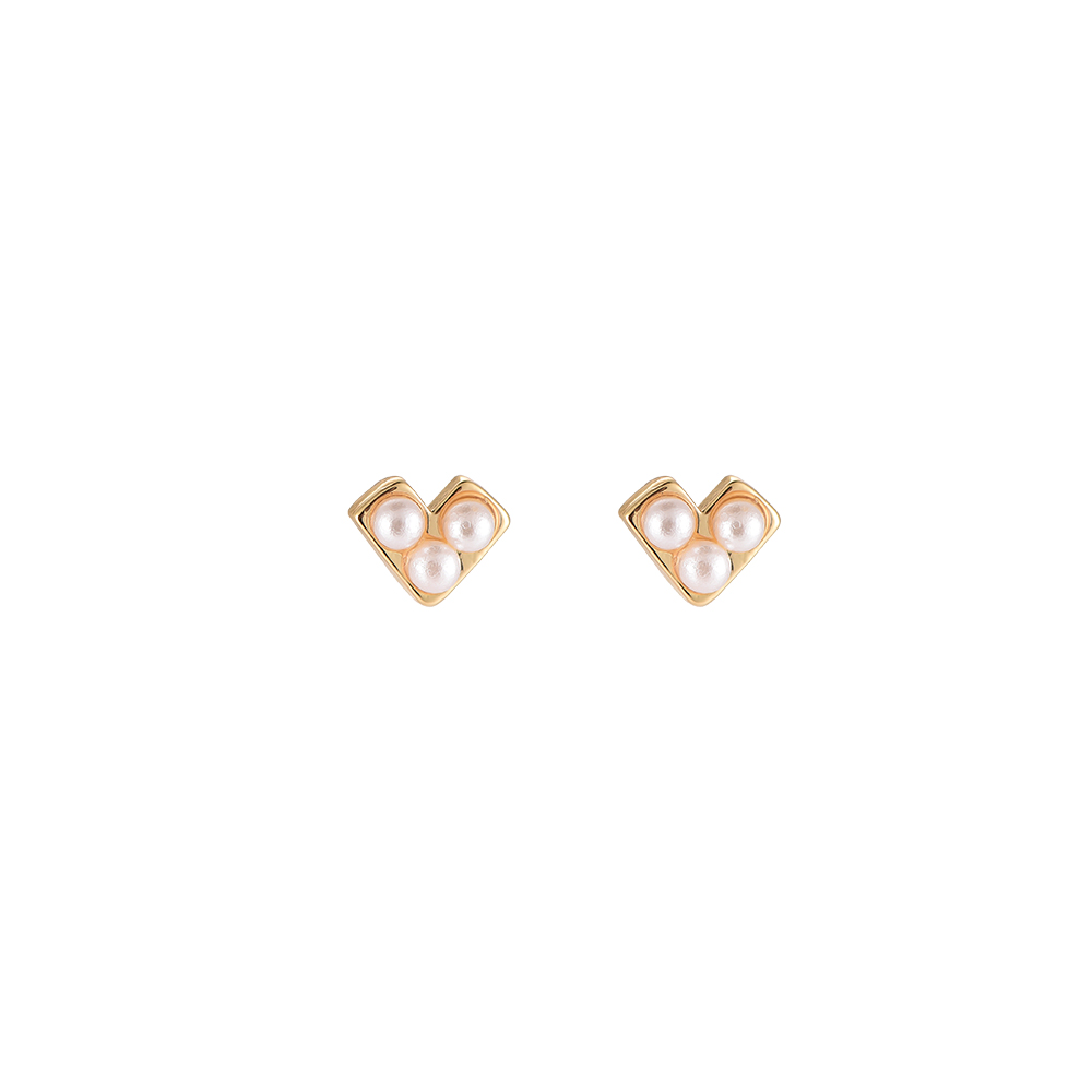 Tri Pearl Gold Plated Earrings