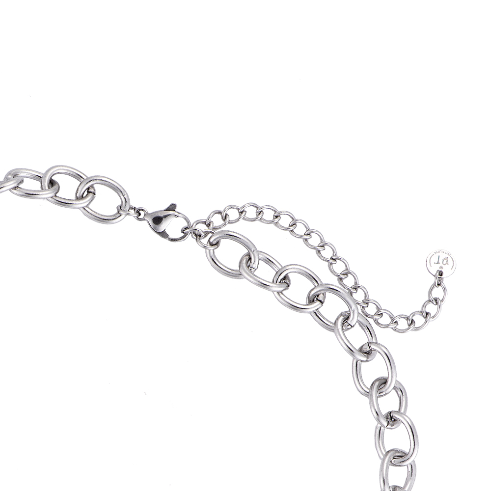 'Happy Smile Lucky' Hexagon Chain Stainless Steel Necklace