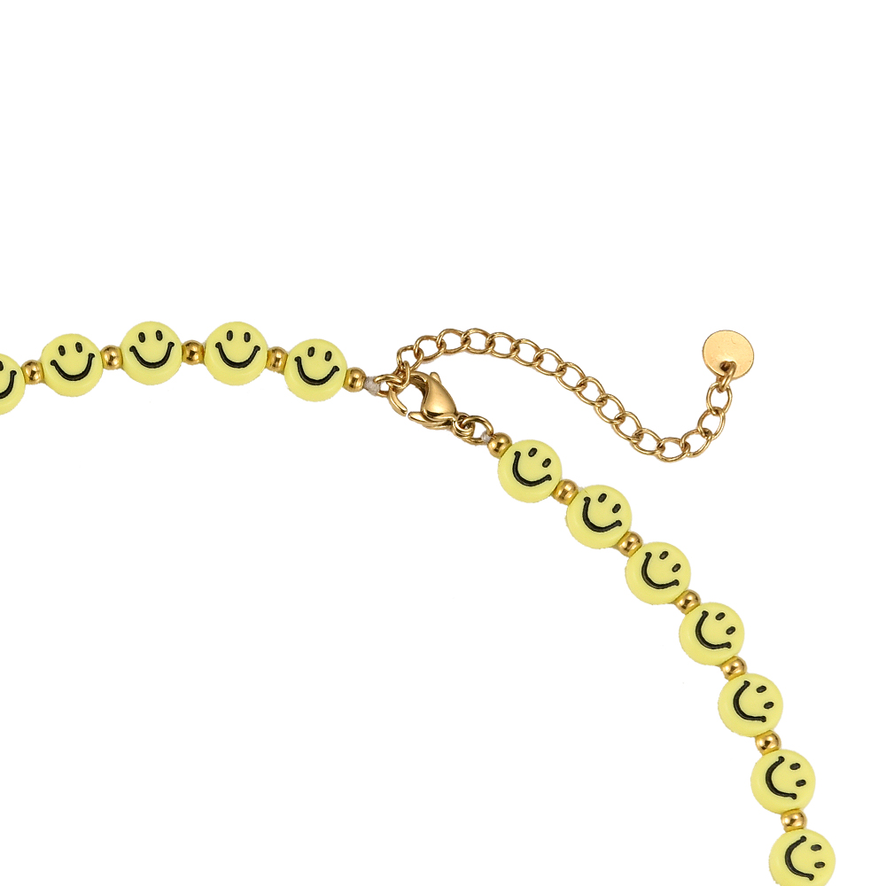 Full Yellow Smiley Stainless Steel Necklace