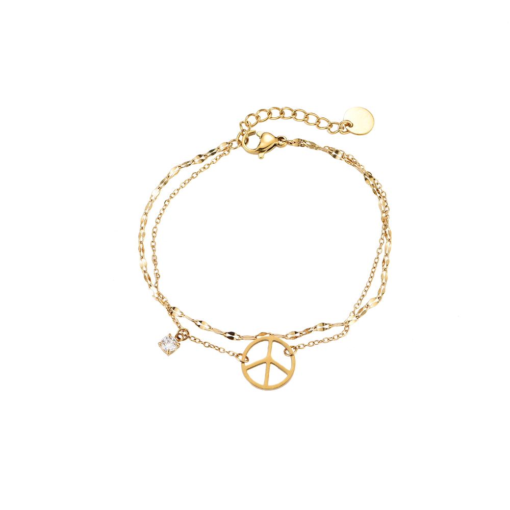 Peace Symbol 2 Layer Edelstahl Armband