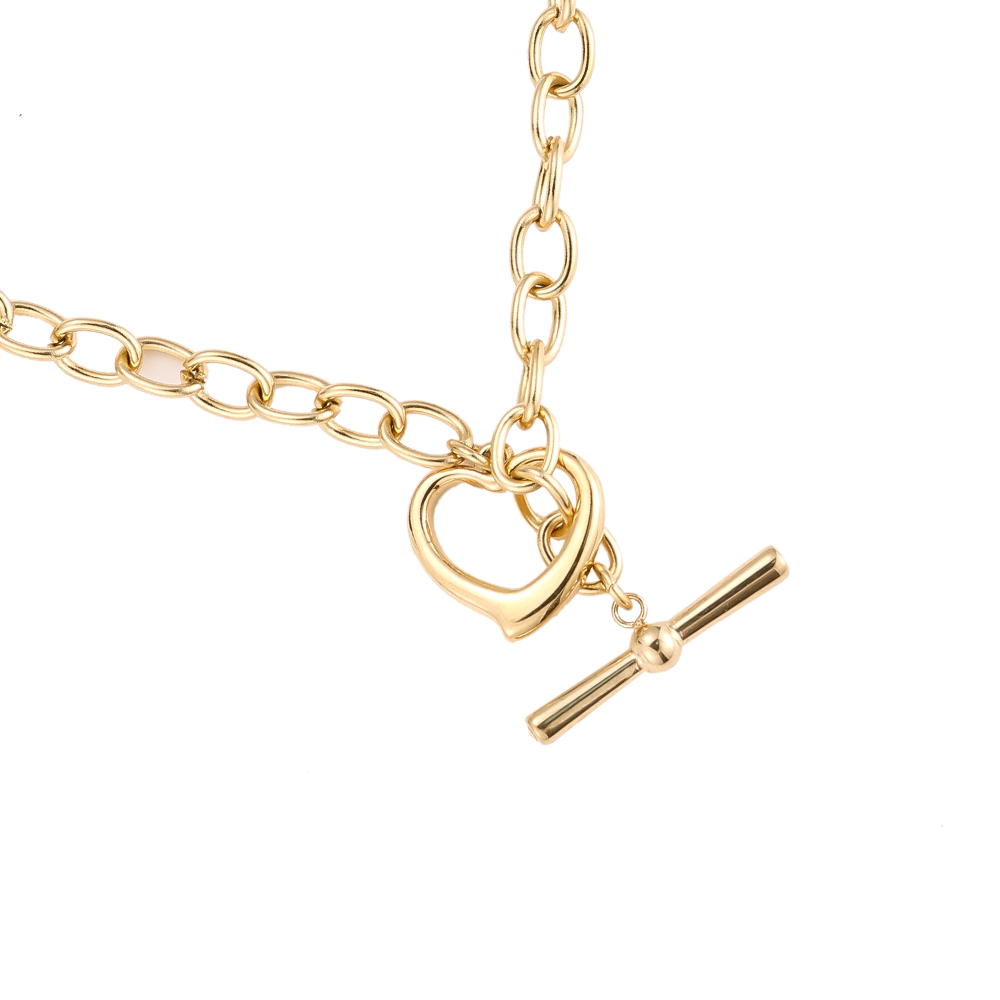 Swung Heart Anchor Stainless Steel Necklace