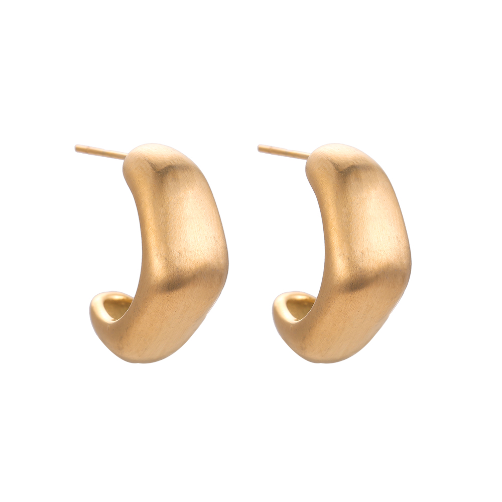 Rounded Half Nut Stainless Steel Earrings