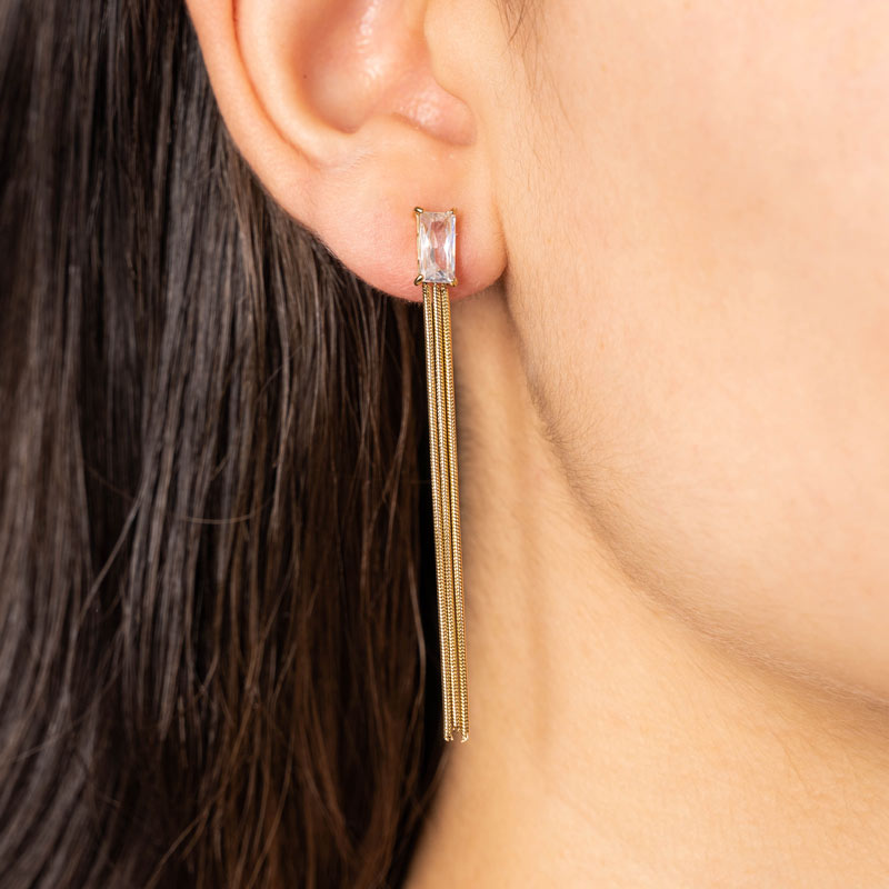  Tassel Diamond Stainless Steel Earrings
