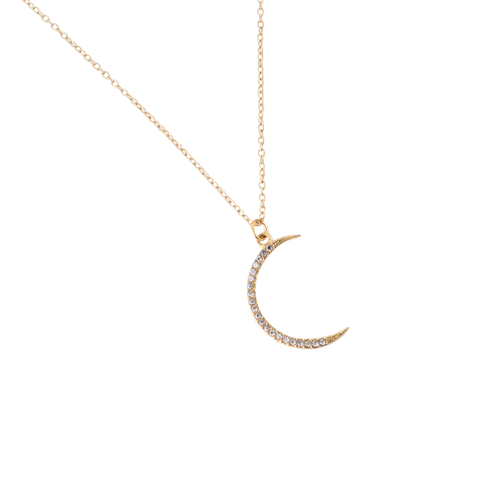 Moon Claw Diamonds Stainless Steel Necklace