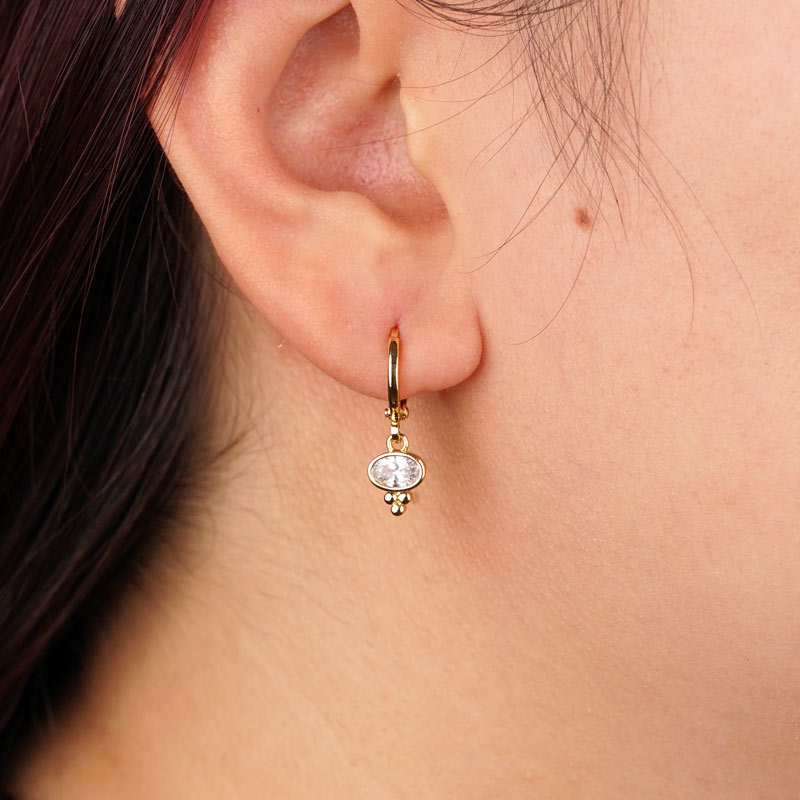 Oval Diamond & Grapes Vergoldetete Earrings