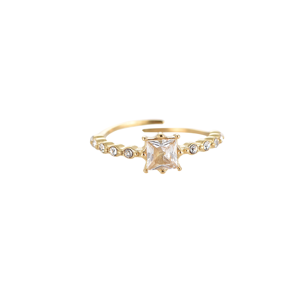Princess Cube Diamond Edelstahl Ring