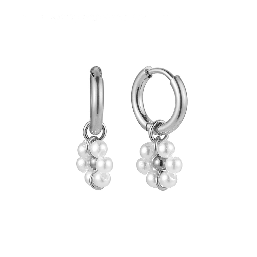 Pearl Flora Stainless Steel Earrings 