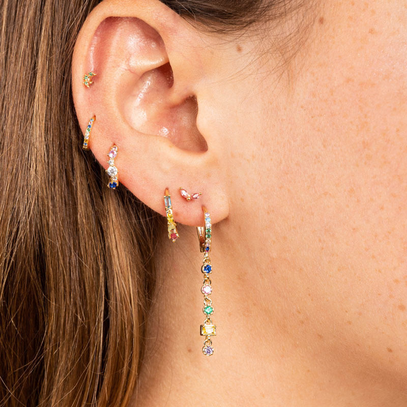 1 cm Small Color Hoop Plated Earrings