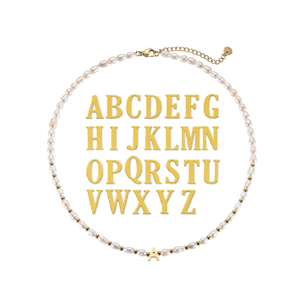 Pearl Alphabet Stainless Steel Necklace