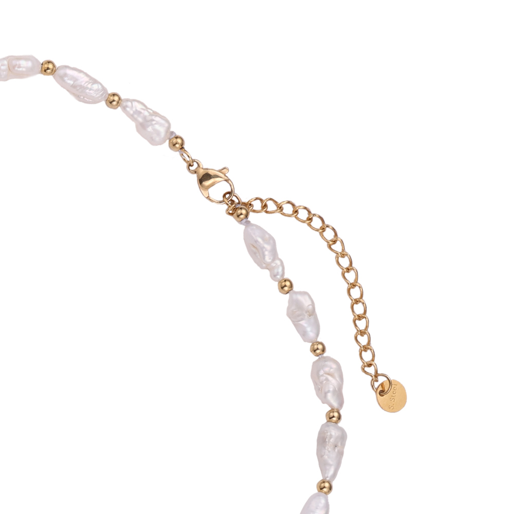 Unique Shaped Pearls Edelstahl Halskette