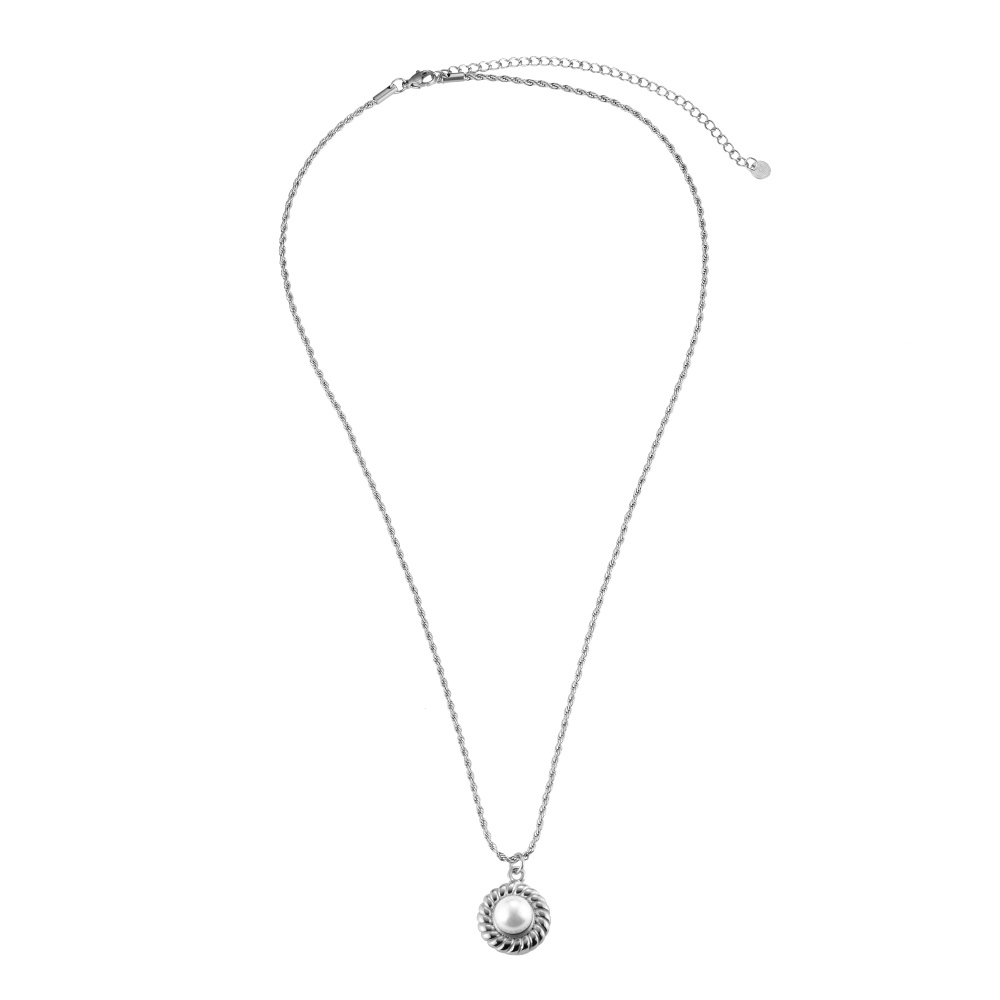 Whirling Pearl Stainless Steel Necklace