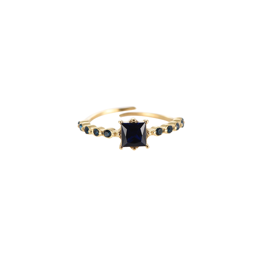 Princess Cube Diamond Stainless Steel Ring