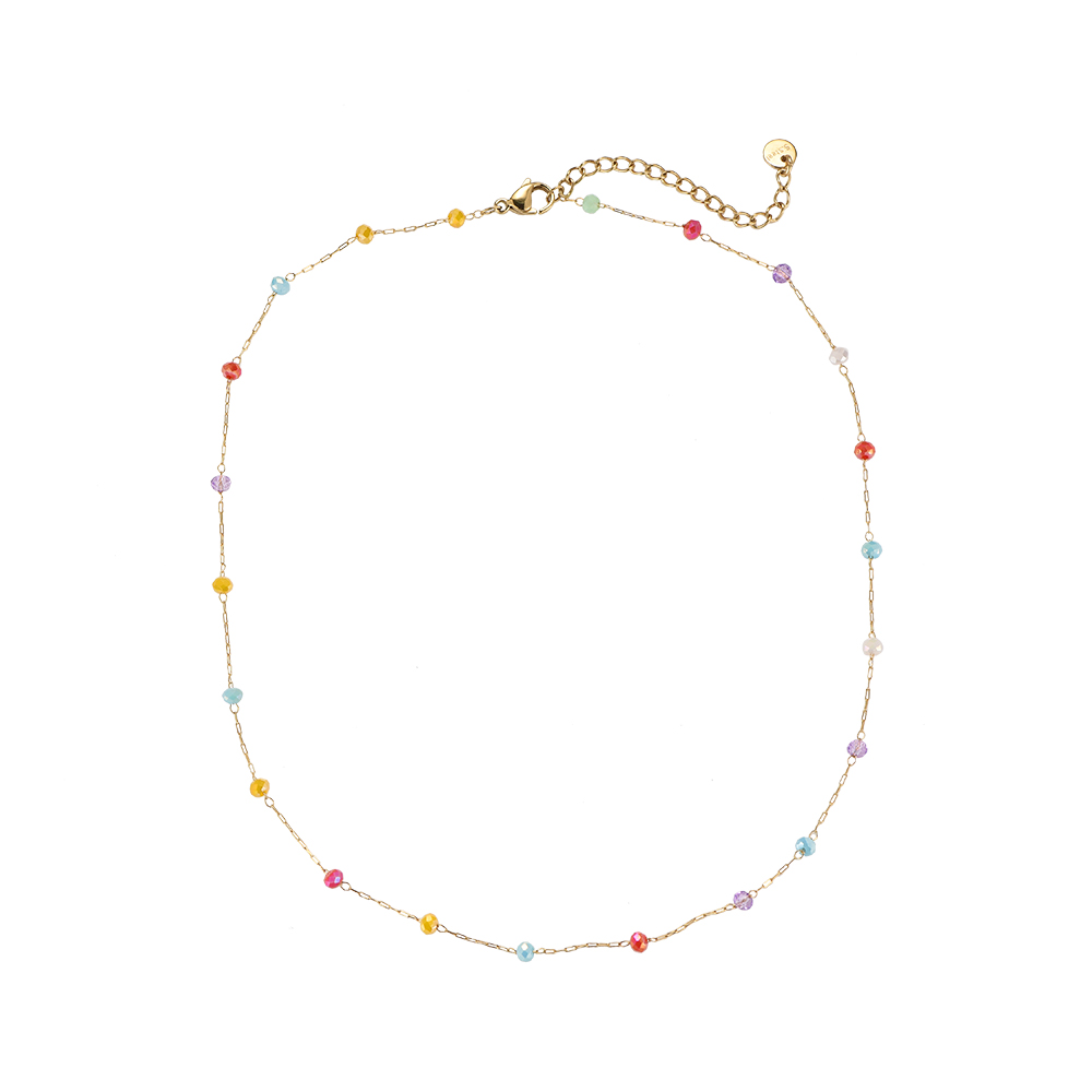Glittering Colorful Beads Stainless Steel Necklace
